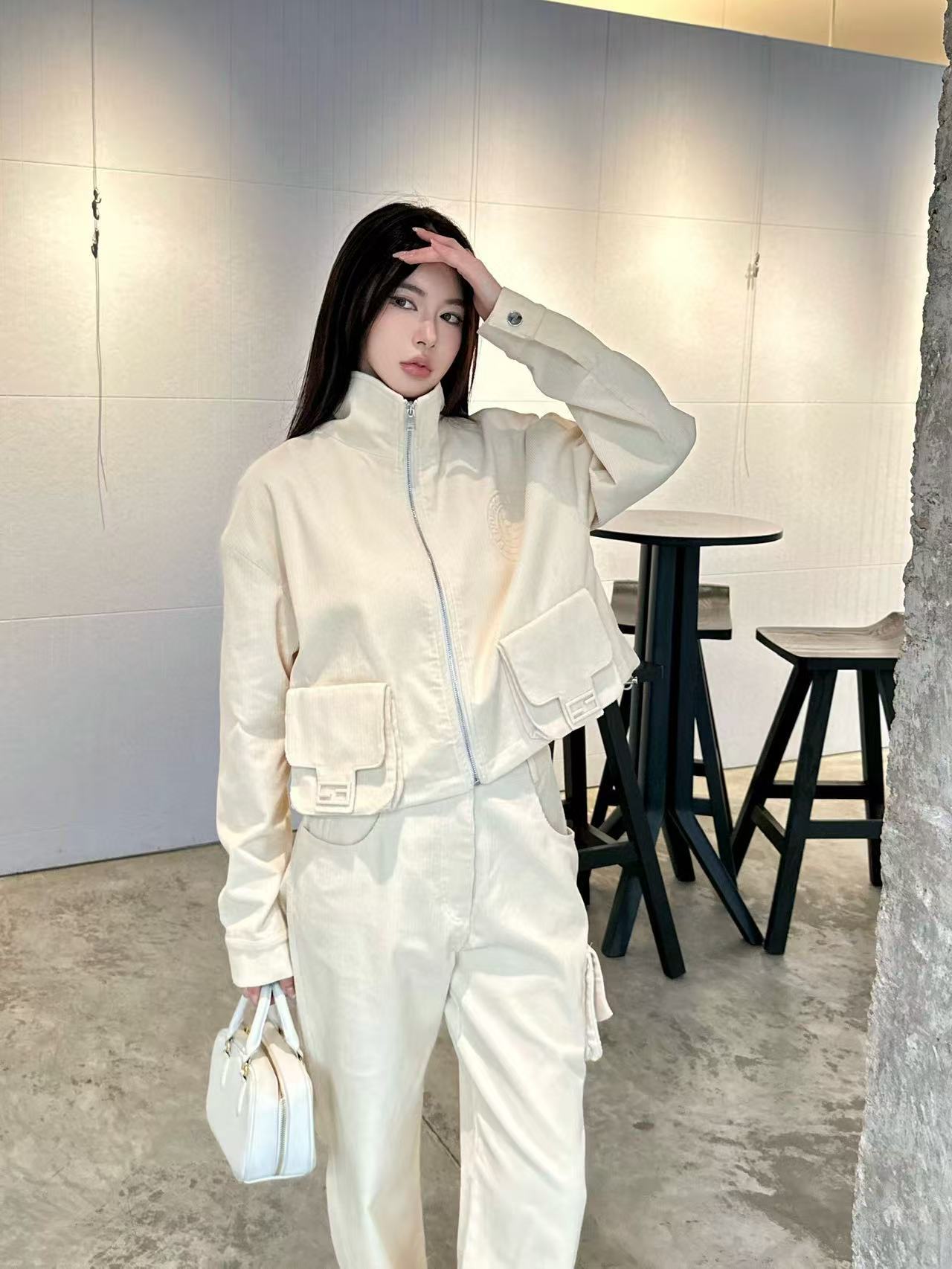 FEND1 コーデュロイカラージャケット+トラウザーズ ツーピースセット【50％割引+送料無料】