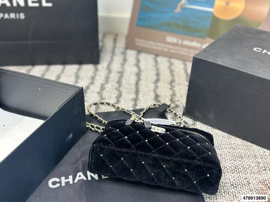 CHANE1 ベルベットチェーンショルダー/クロスボディバッグ【50％割引+送料無料】