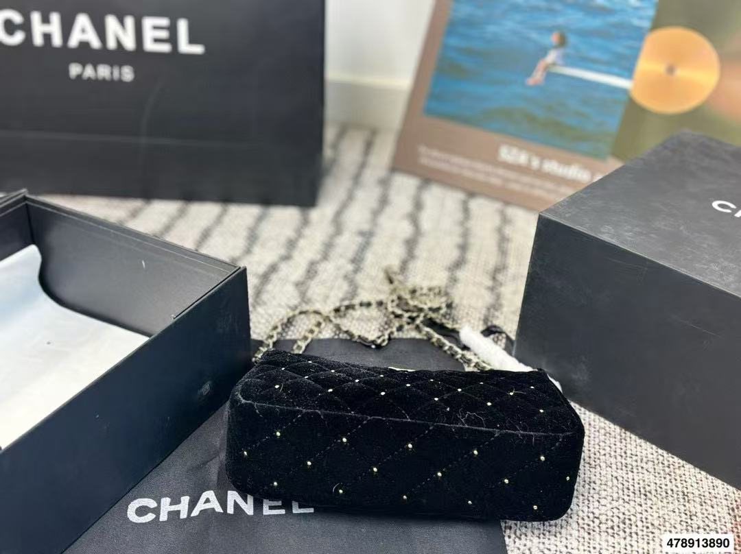 CHANE1 ベルベットパールチェーンバッグ【50％割引+送料無料】