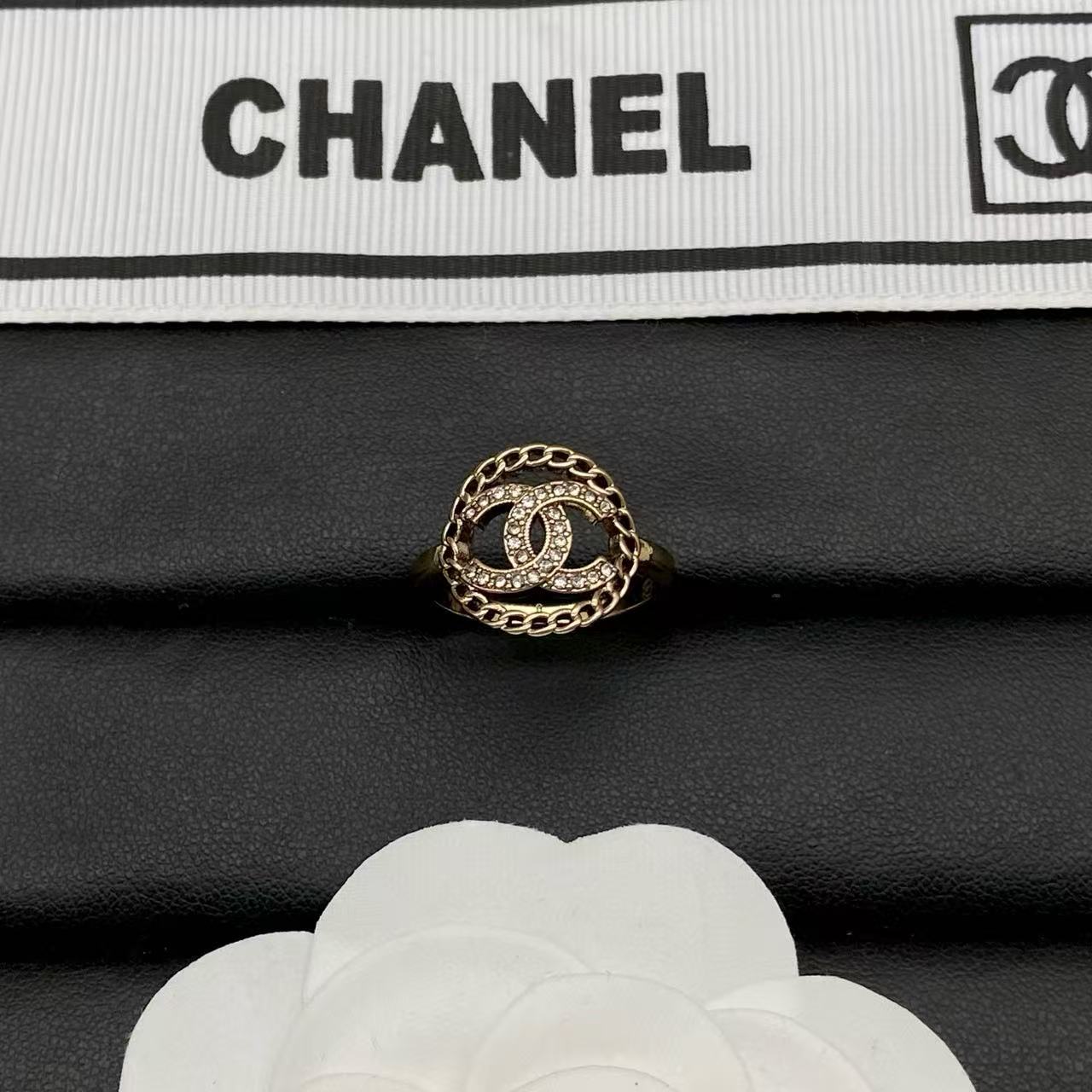 CHANE1 ダブルC ダイヤモンドセット オープンワーク リング【50％割引+送料無料】