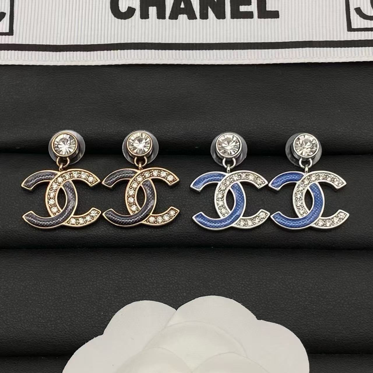 CHANE1 ダブルC セミダイヤモンド スタッドピアス【50％割引+送料無料】