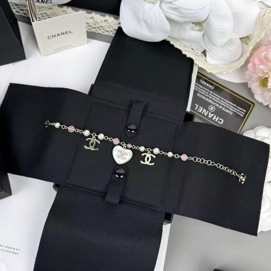 CHANE1 ハート ダブルC パールブレスレット【50％割引+送料無料】