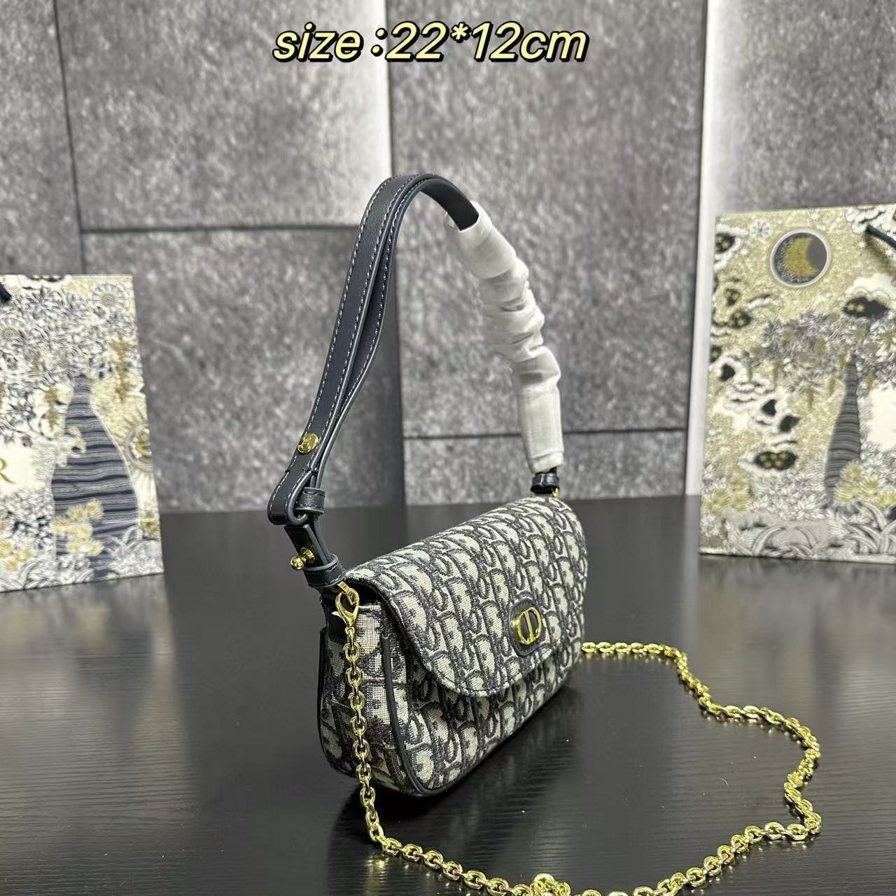 DIOR チェーン ジャカード アンダーアームバッグ【50％割引+送料無料】