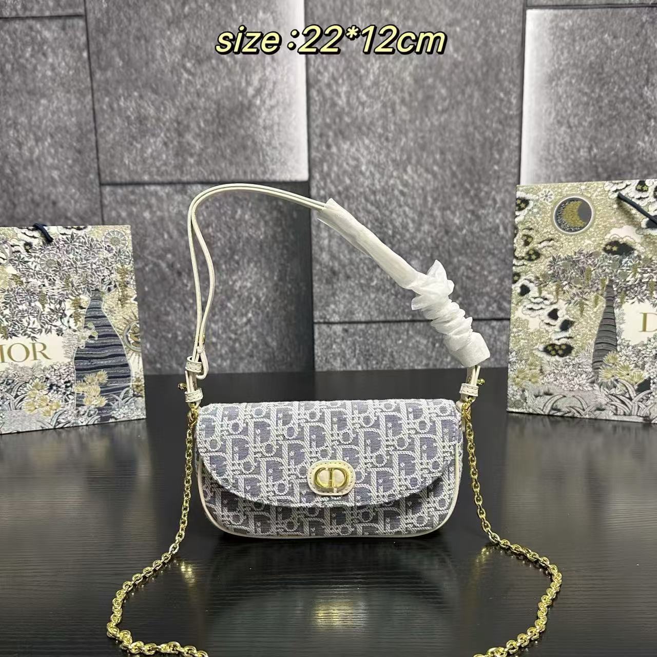 DIOR チェーン ジャカード アンダーアームバッグ【50％割引+送料無料】