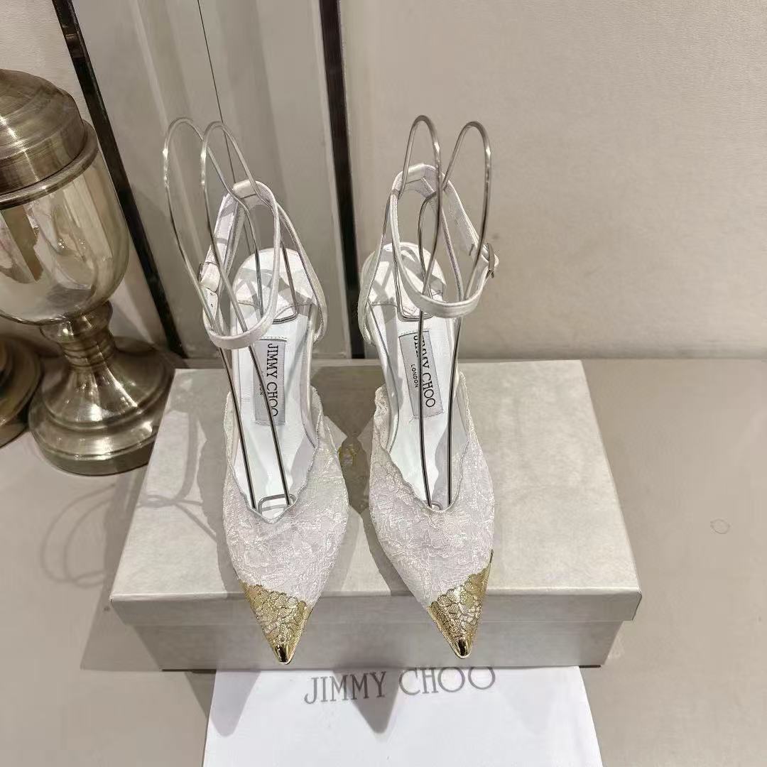 jimmycho0 高品質の刺繍レースハイヒール【50％割引+送料無料】