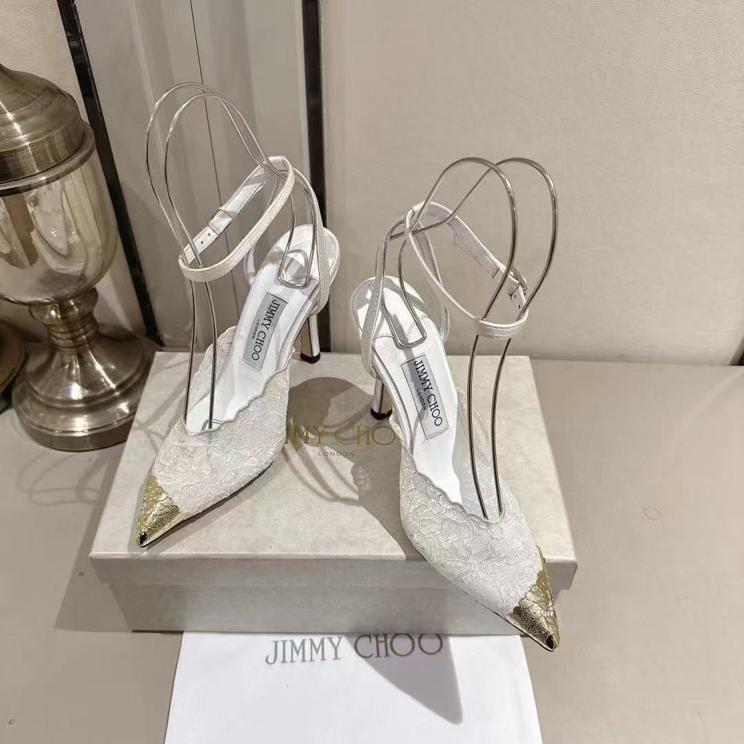 jimmycho0 高品質の刺繍レースハイヒール【50％割引+送料無料】