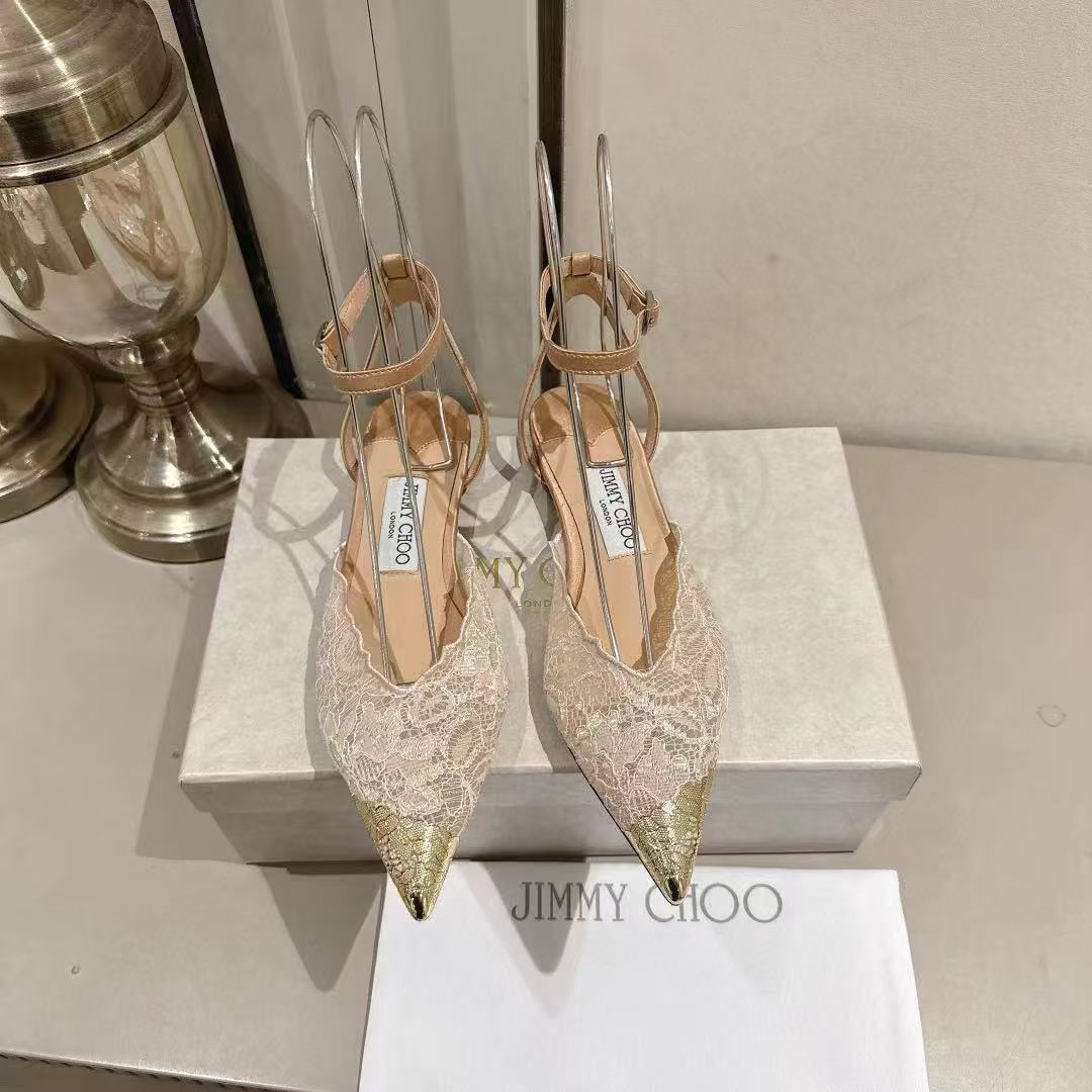 jimmycho0 高品質の刺繍レースフラットシューズ【50％割引+送料無料】