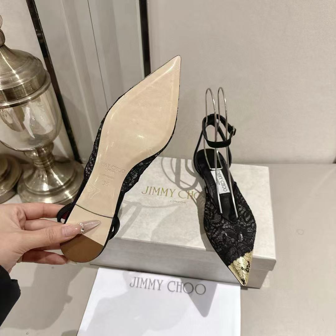 jimmycho0 高品質の刺繍レースフラットシューズ【50％割引+送料無料】