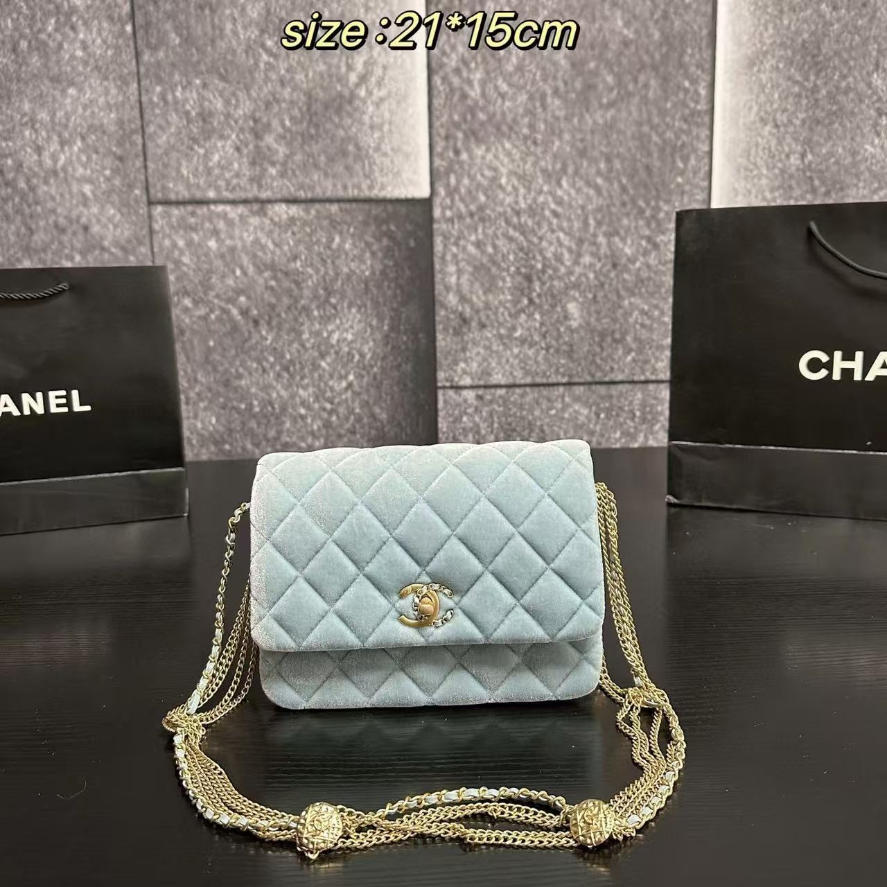 CHANE1 ベルベットチェーンショルダー/クロスボディバッグ【50％割引+送料無料】