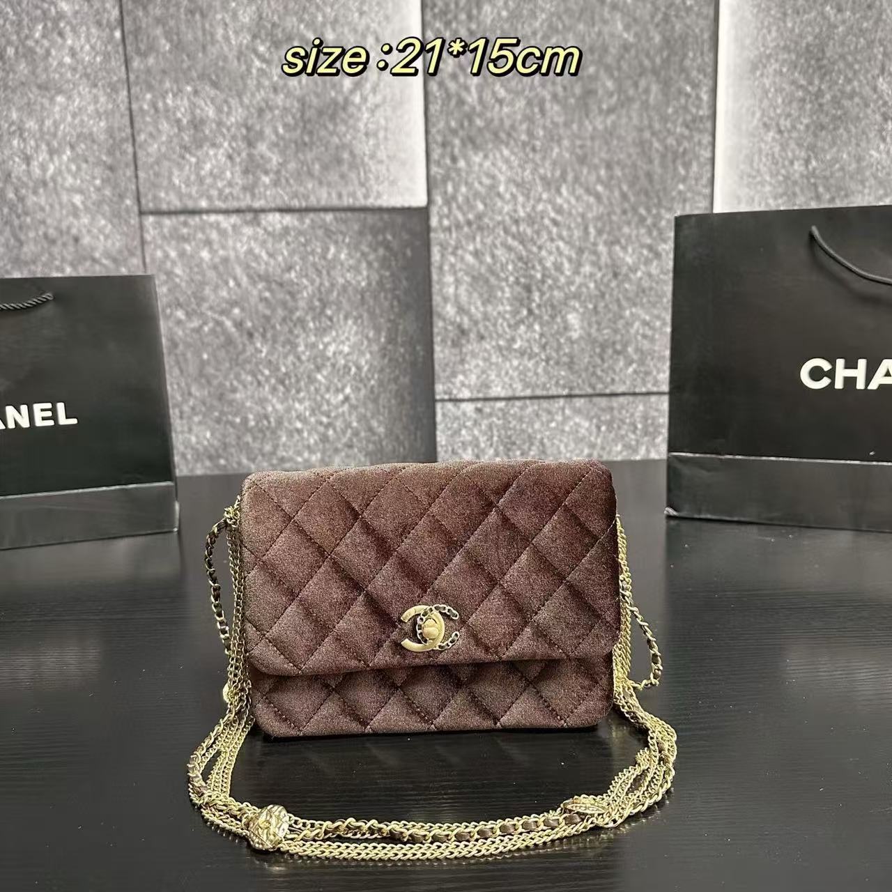 CHANE1 ベルベットチェーンショルダー/クロスボディバッグ【50％割引+送料無料】