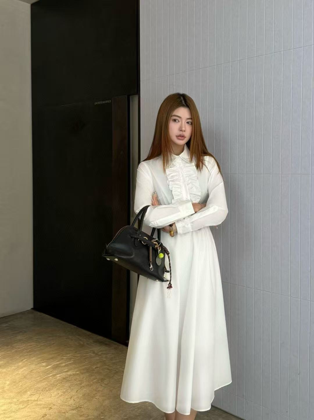 DIOR ラッフル ロングスリーブ ドレス【50％割引+送料無料】