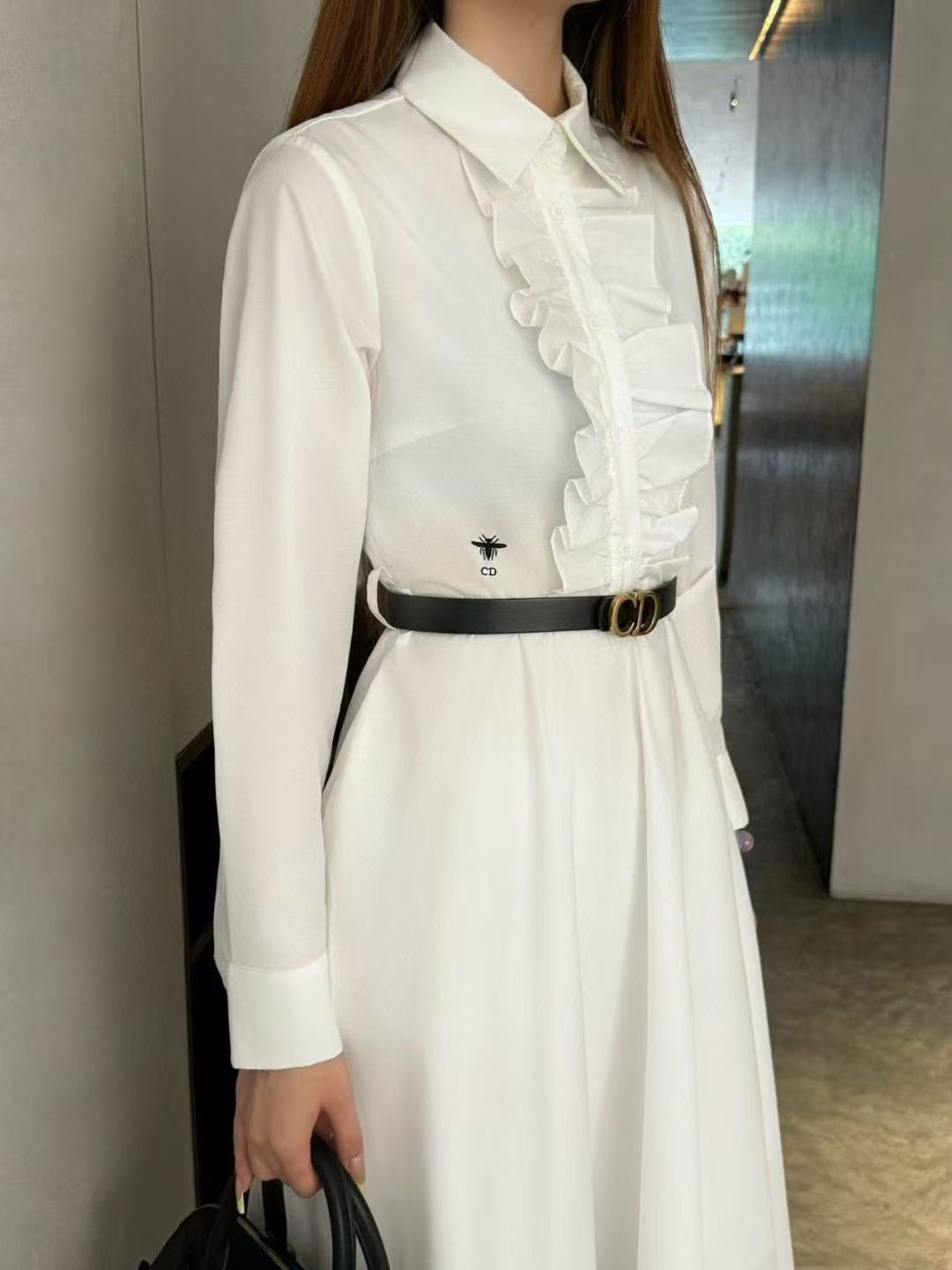 DIOR ラッフル ロングスリーブ ドレス【50％割引+送料無料】