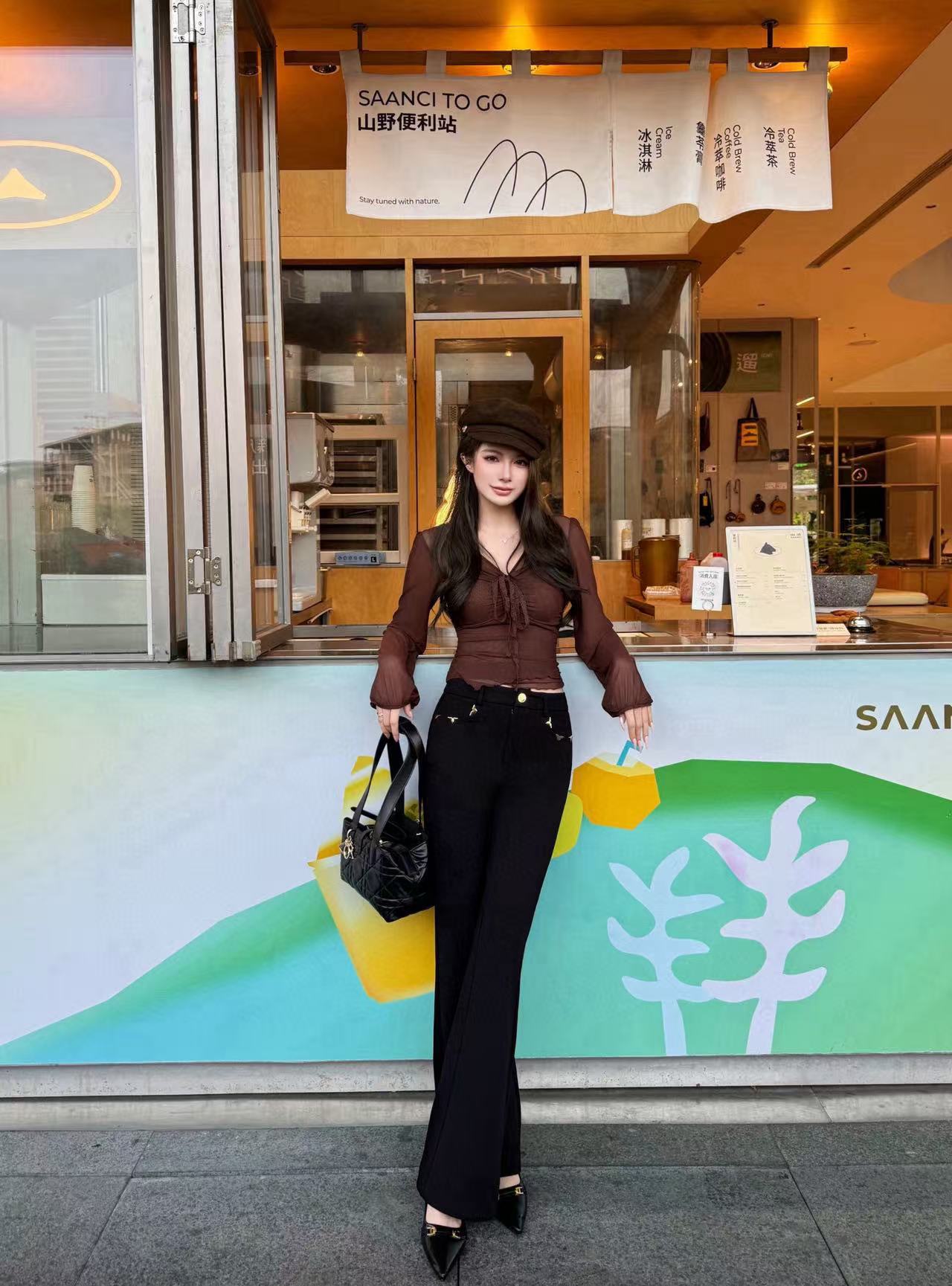 LVダブルポケットフレアパンツ【50％割引+送料無料】