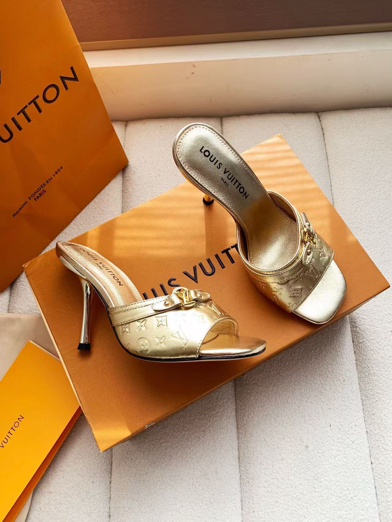 LVの高品質牛革プリントハイヒール【50％割引+送料無料】