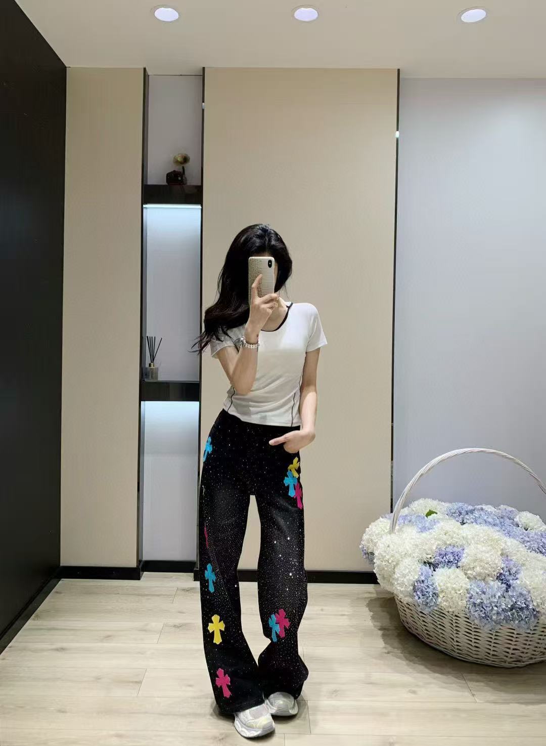 Chr0me Heartsクロスダイヤモンドジーンズ【50％割引+送料無料】