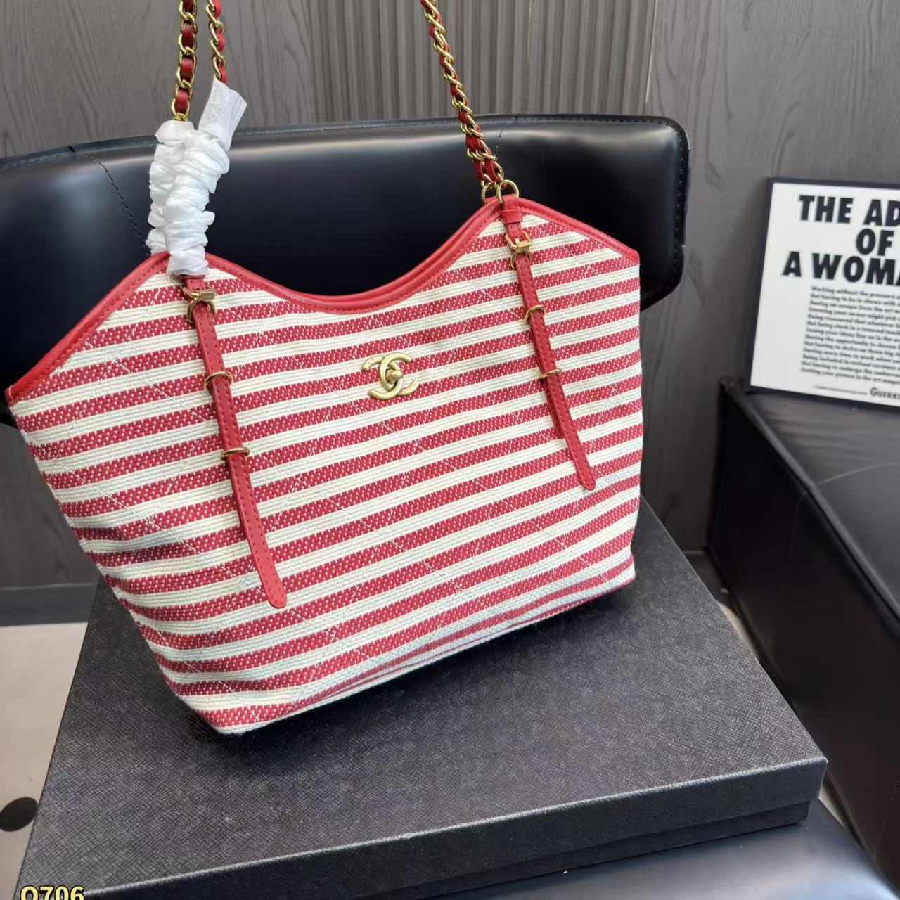 CHANE1 チェーンストライプビーチバッグ【50％割引+送料無料】