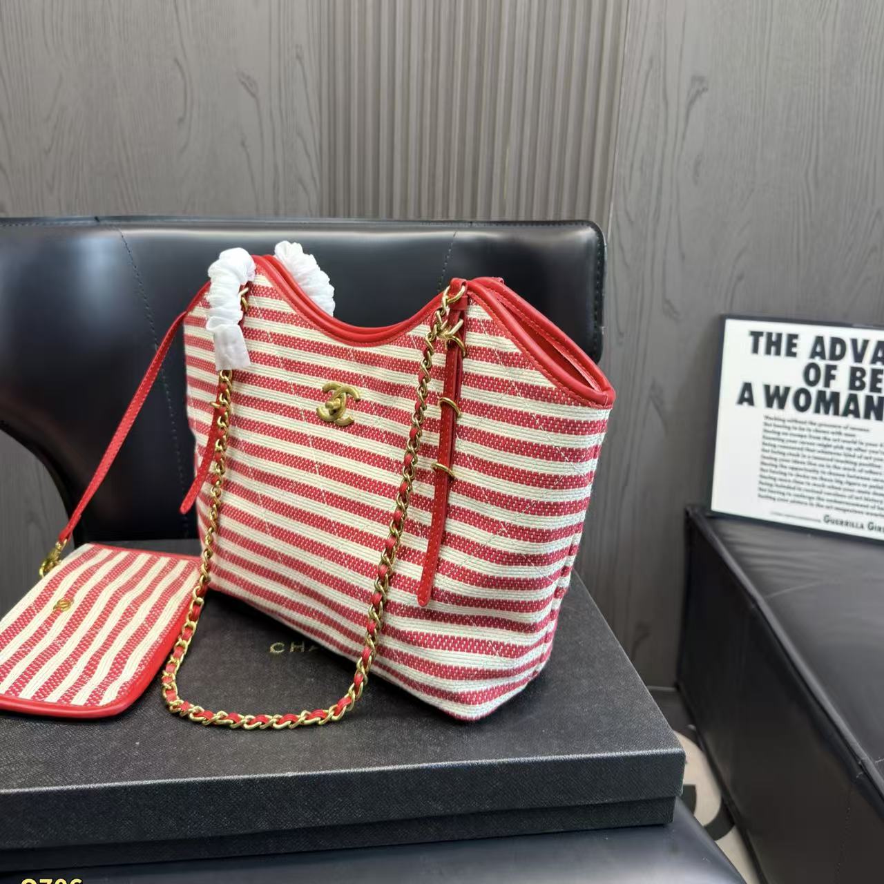 CHANE1 チェーンストライプビーチバッグ【50％割引+送料無料】