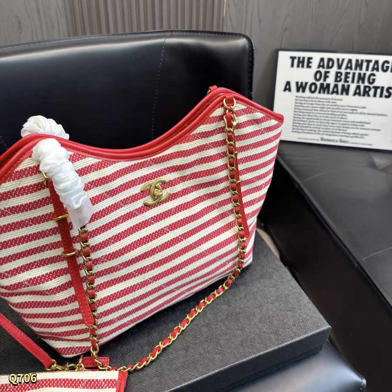 CHANE1 チェーンストライプビーチバッグ【50％割引+送料無料】