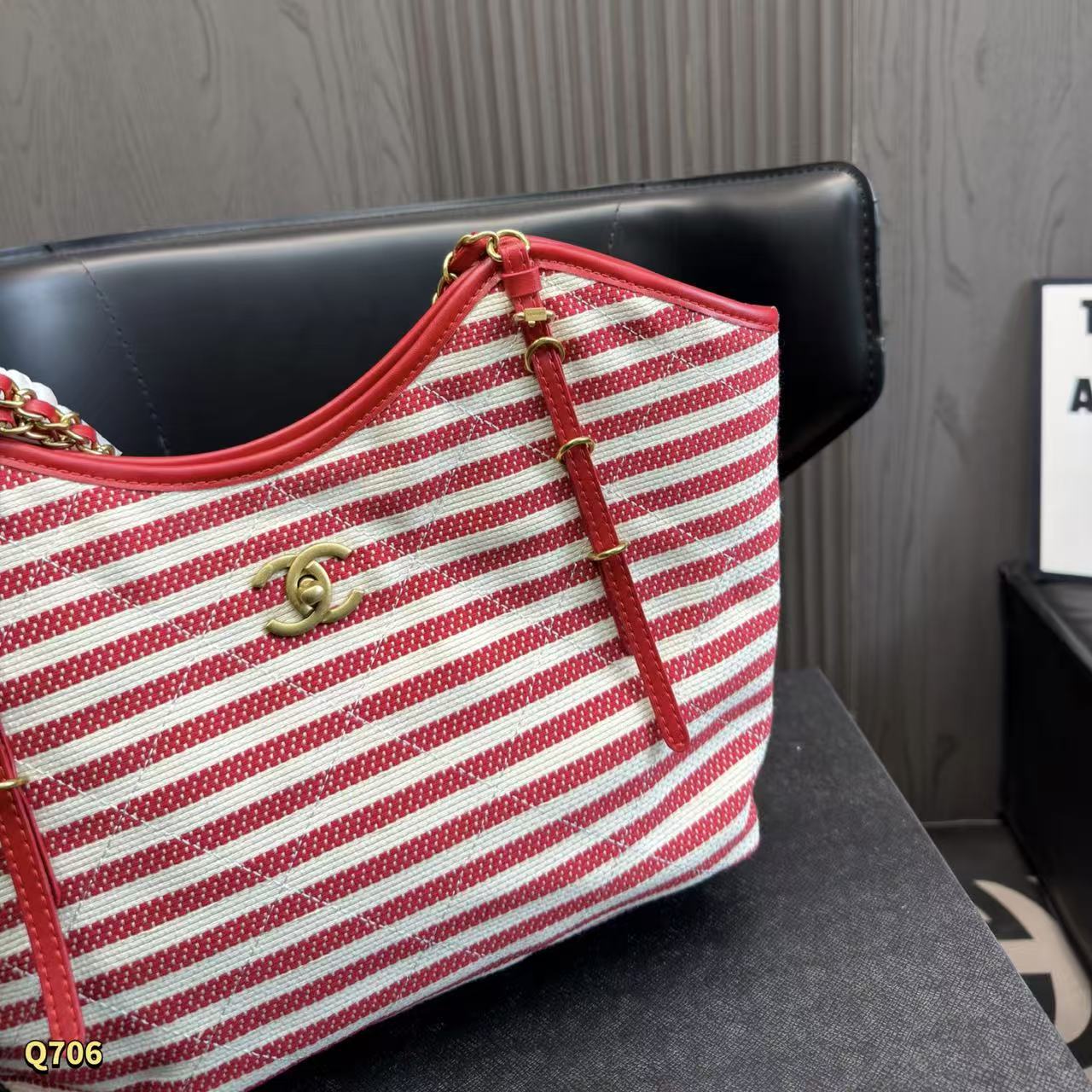 CHANE1 チェーンストライプビーチバッグ【50％割引+送料無料】