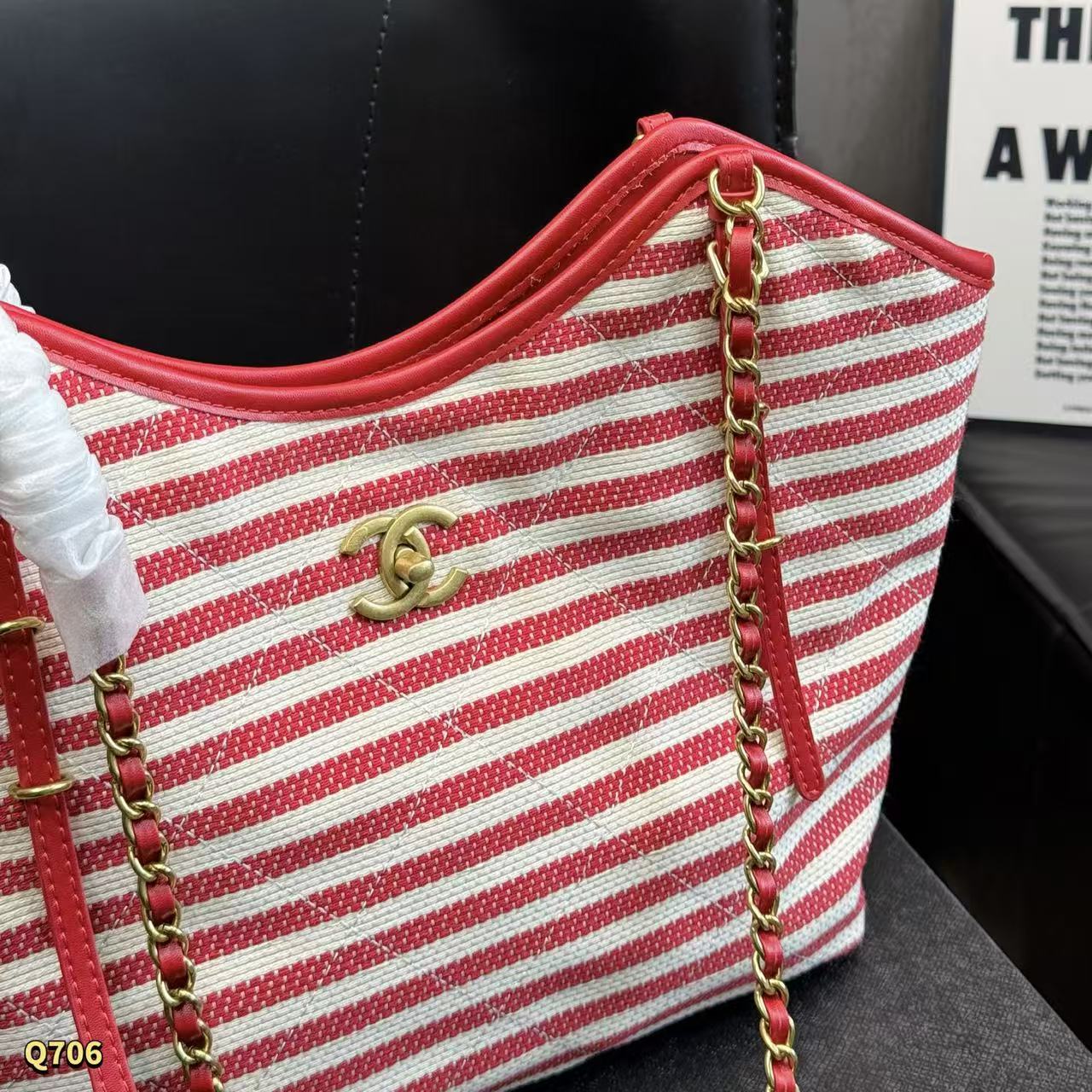 CHANE1 チェーンストライプビーチバッグ【50％割引+送料無料】