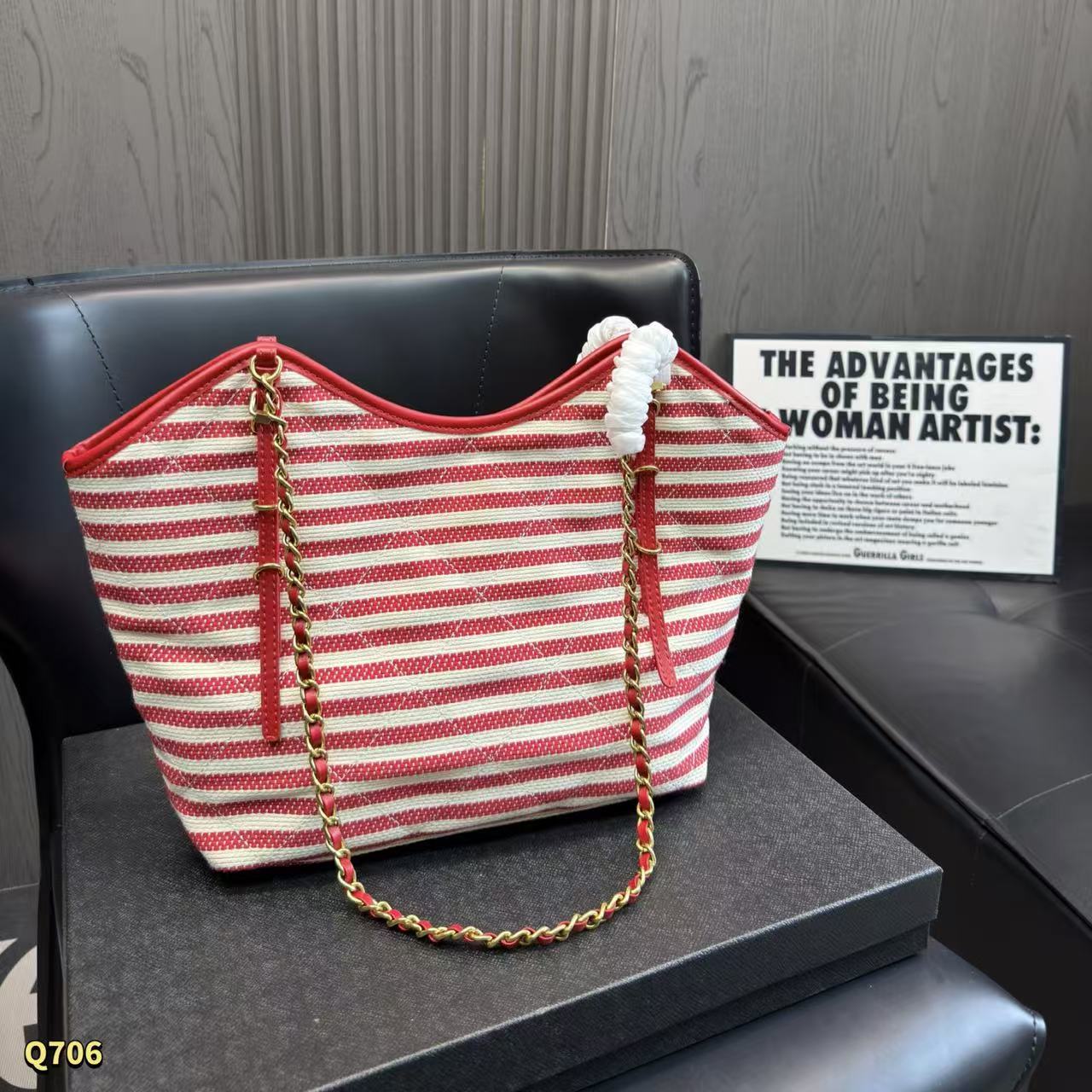 CHANE1 チェーンストライプビーチバッグ【50％割引+送料無料】