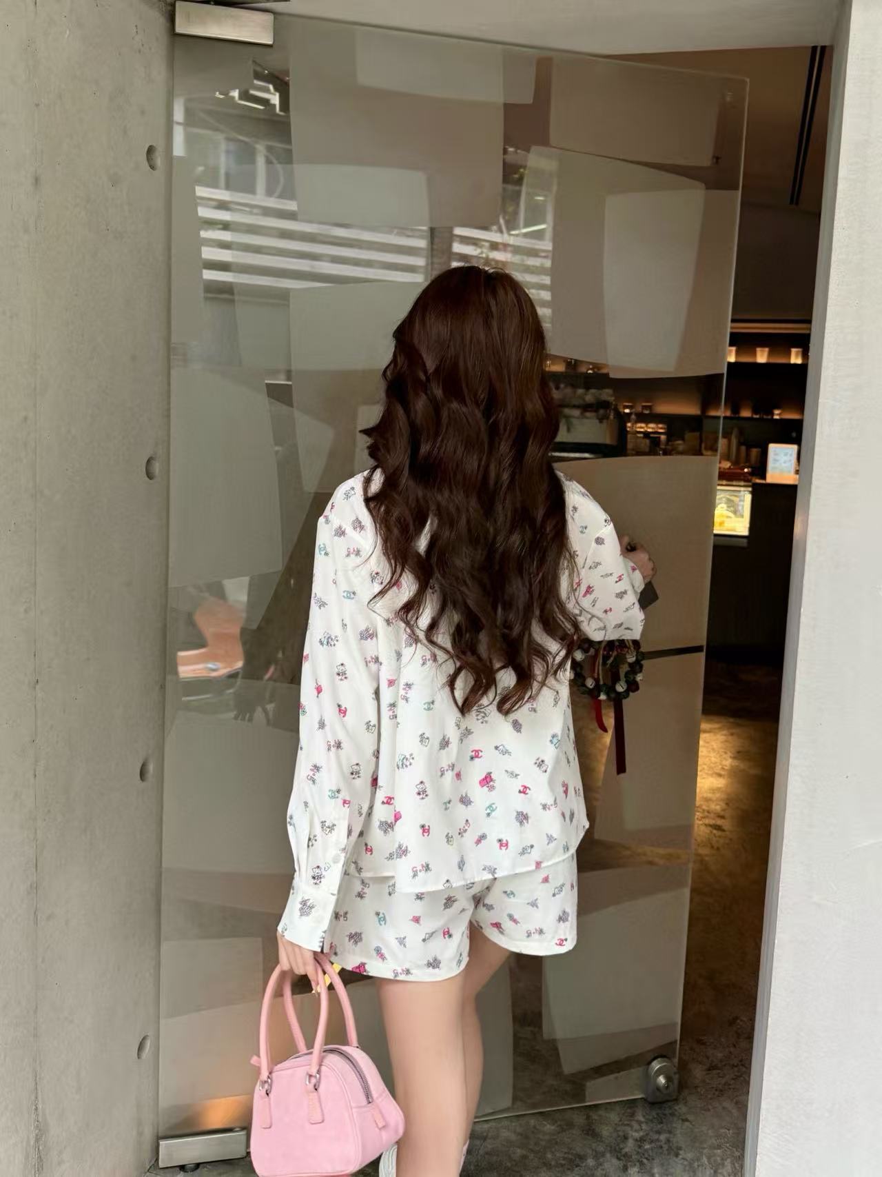 CHANE1 プリントシャツ＋ショートパンツ ツーピースセット【50％割引+送料無料】