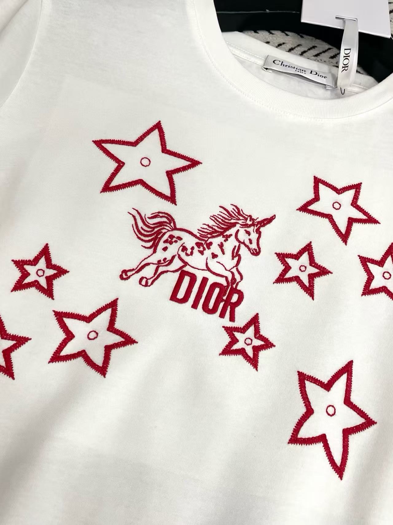 DIOR 刺繍入り五芒星Tシャツ【50％割引+送料無料】