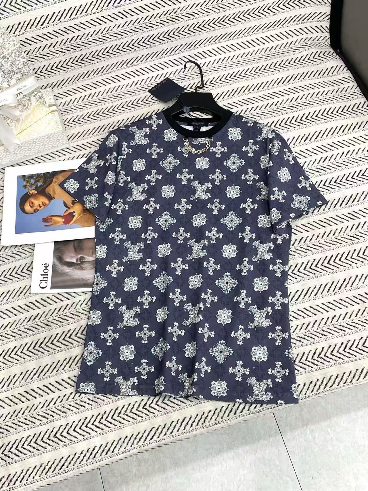 LVプリントチェーンTシャツ【50％割引+送料無料】