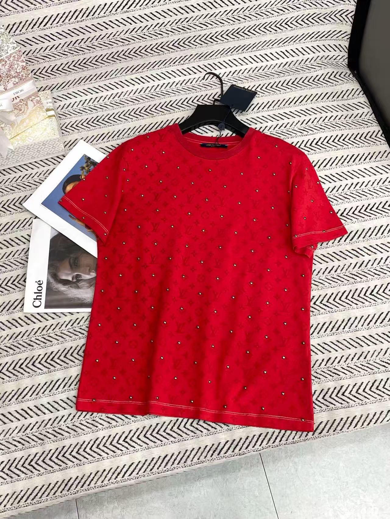 LVプリントビーズTシャツ【50％割引+送料無料】