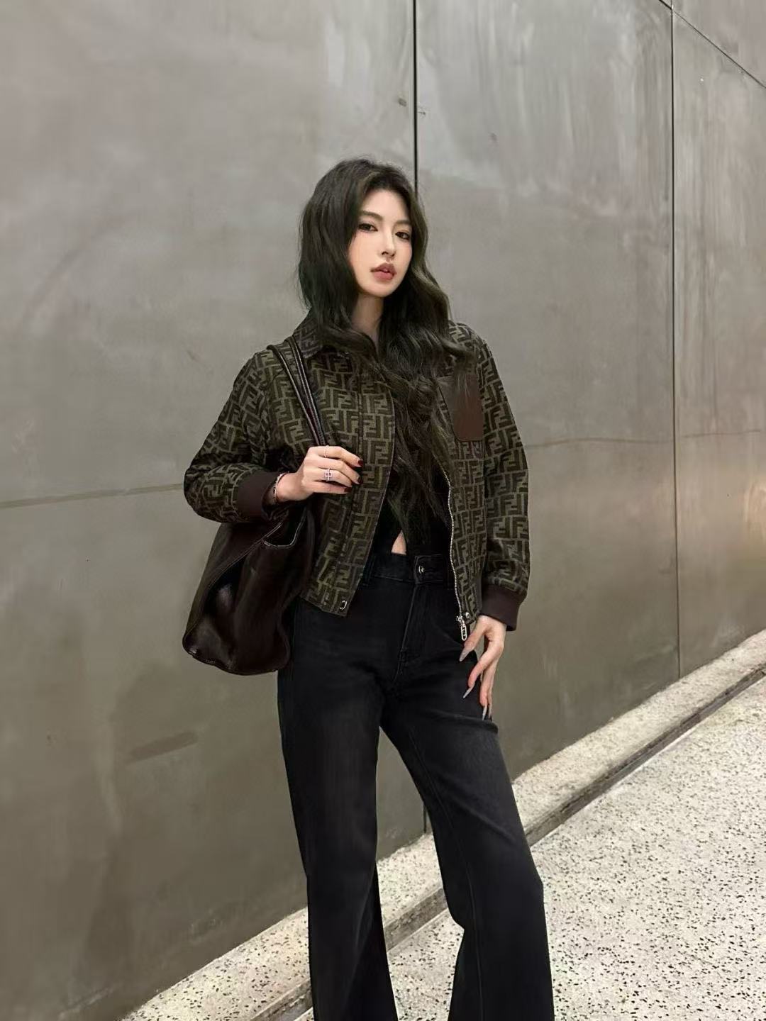 FEND1 ラペルジャカードコットンジャケット【50％割引+送料無料】