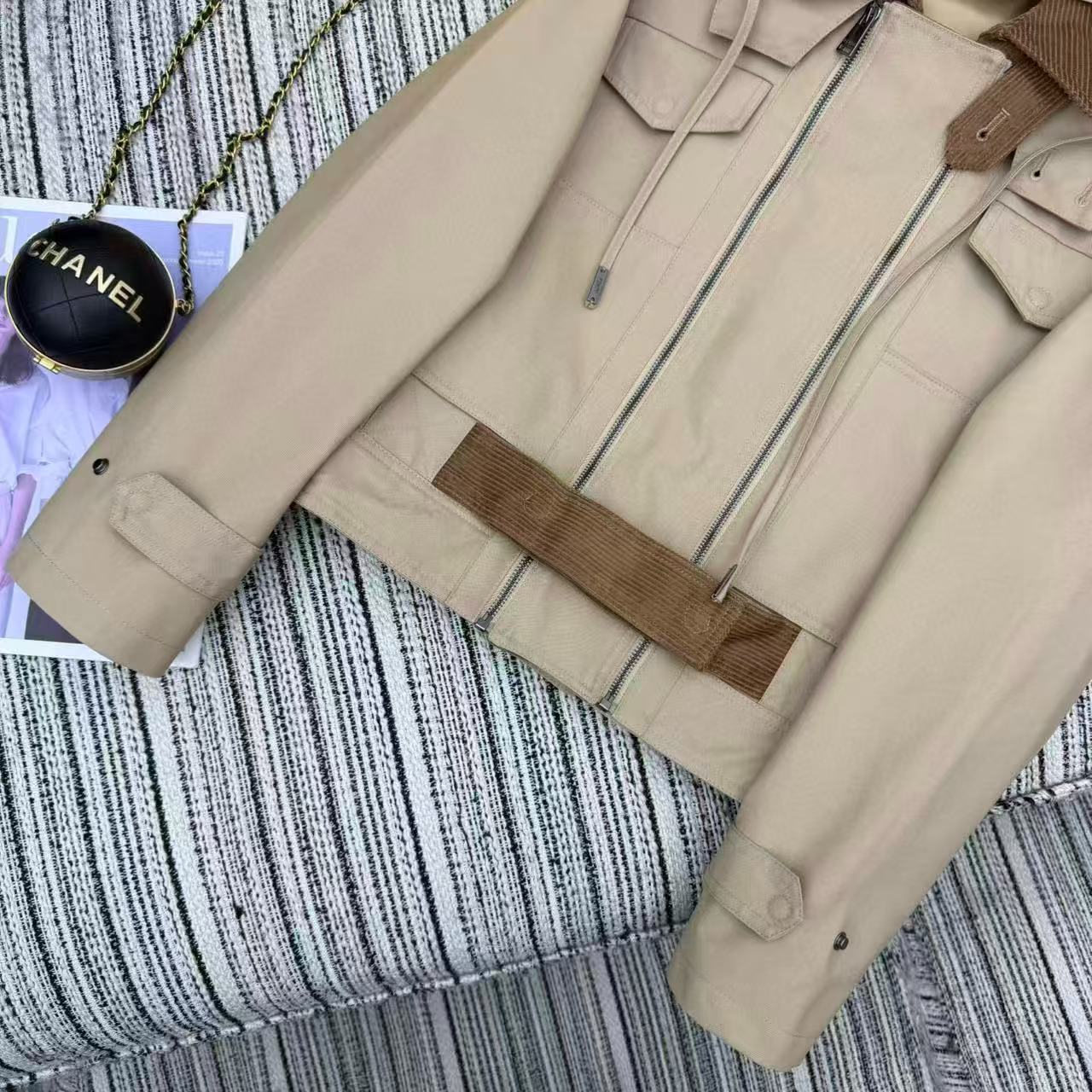 FEND1 フード付きトレンチコート ショートジャケット【50％割引+送料無料】