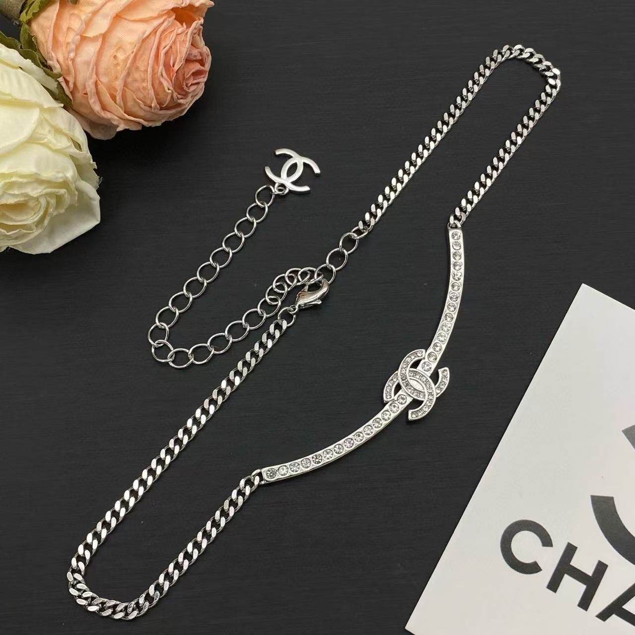 CHANE1 ダブルC ダイヤモンドネックレス【50％割引+送料無料】