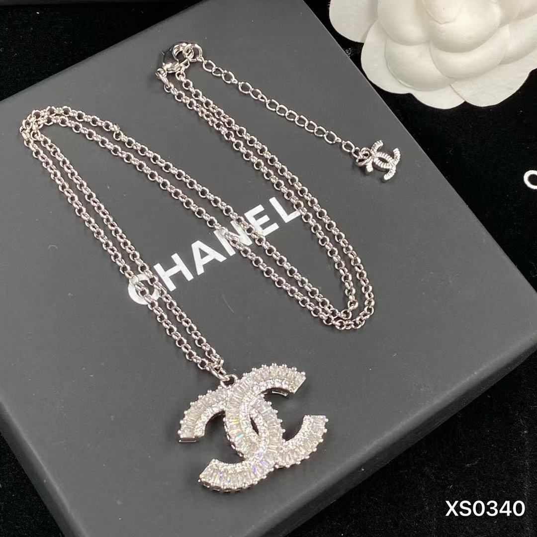 CHANE1 ダブルC ダイヤモンドネックレス【50％割引+送料無料】