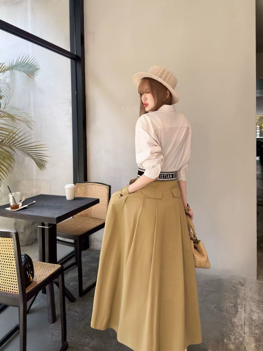 DIOR エラスティックウエスト ミディスカート【50％割引+送料無料】