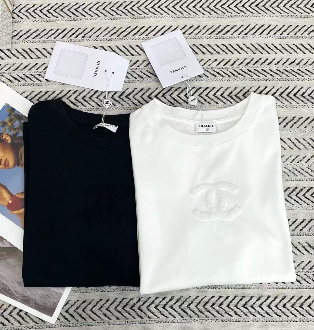 CHANE1 ダブルC シンプルTシャツ【50％割引+送料無料】