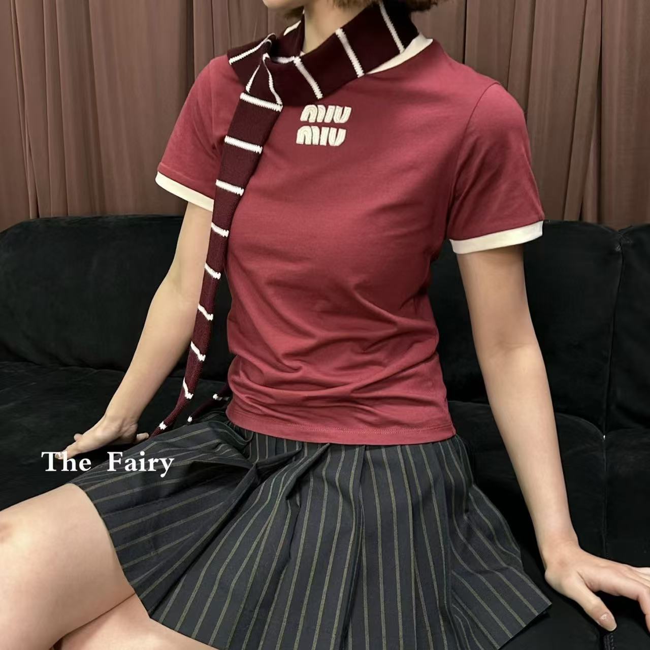 M1UM1U シンプルカラーブロックTシャツ【50％割引+送料無料】