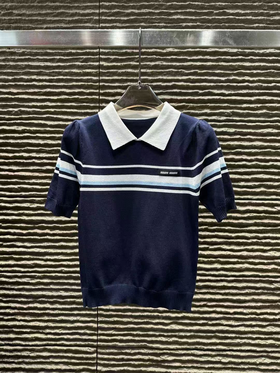 M1UM1U 襟付きウール半袖セーター【50％割引+送料無料】