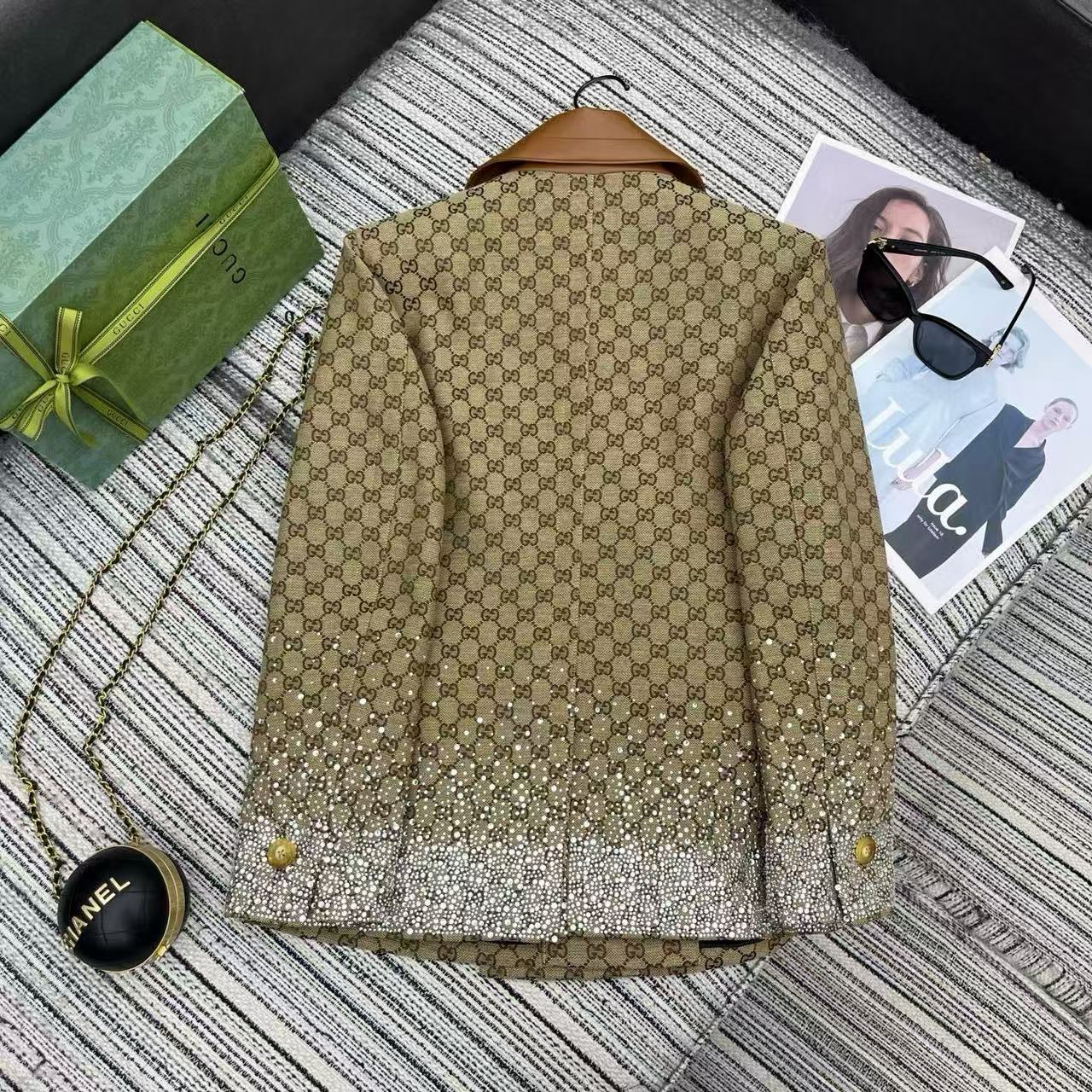 GUCC1 ジャカードラペルスーツジャケット【50％割引+送料無料】