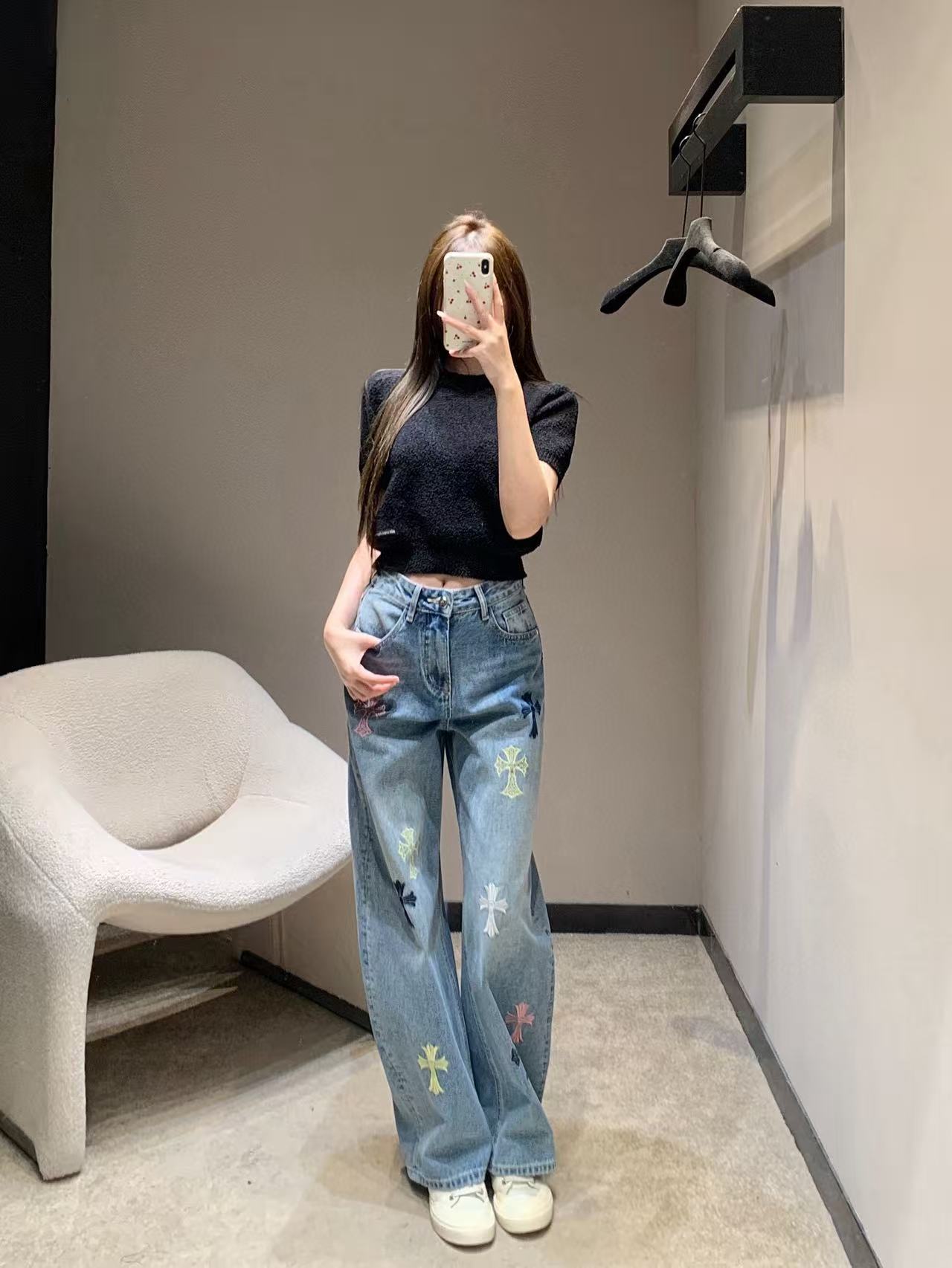 Chr0me Heartsクロス刺繍ジーンズ【50％割引+送料無料】