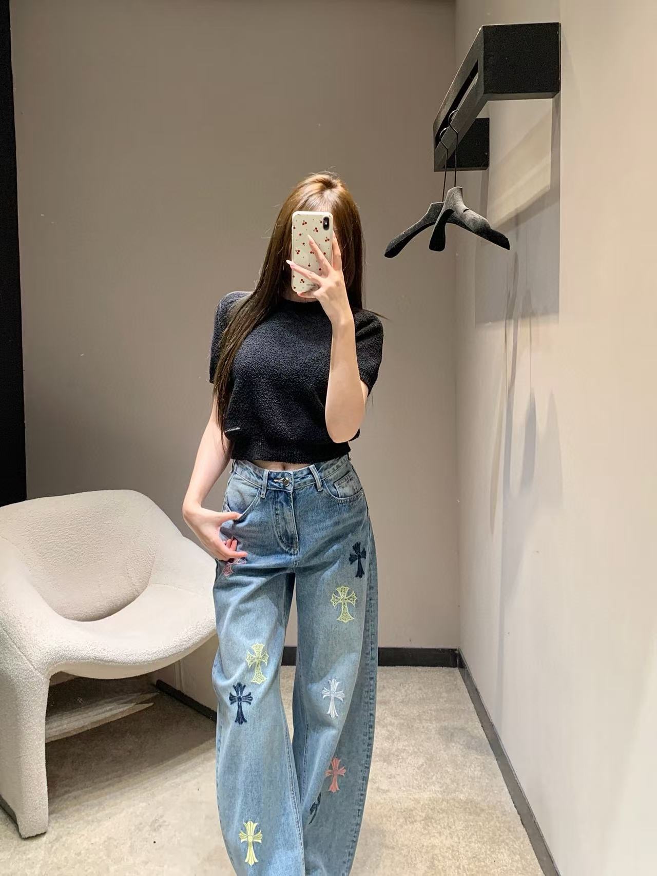 Chr0me Heartsクロス刺繍ジーンズ【50％割引+送料無料】