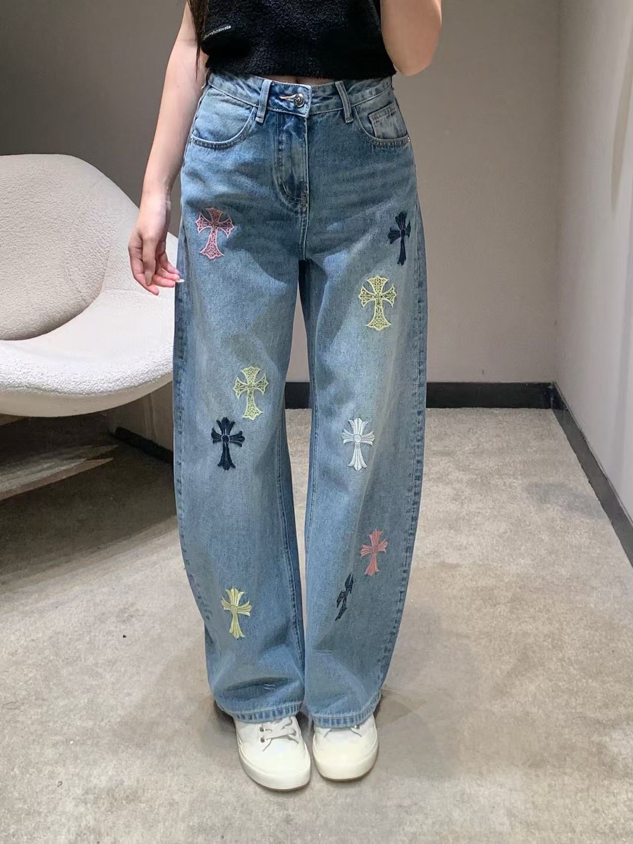 Chr0me Heartsクロス刺繍ジーンズ【50％割引+送料無料】