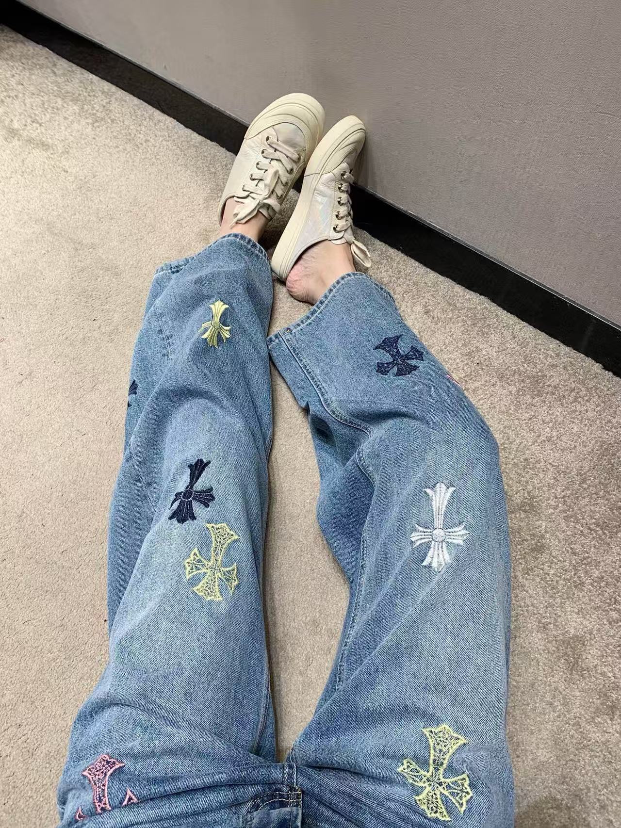 Chr0me Heartsクロス刺繍ジーンズ【50％割引+送料無料】