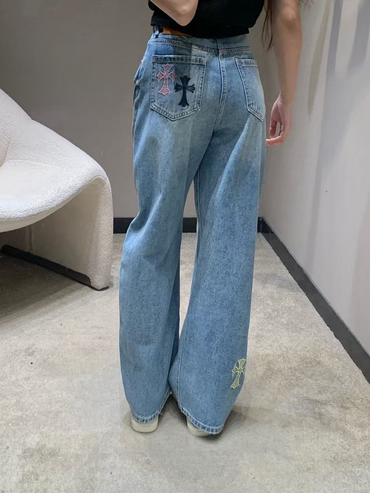 Chr0me Heartsクロス刺繍ジーンズ【50％割引+送料無料】