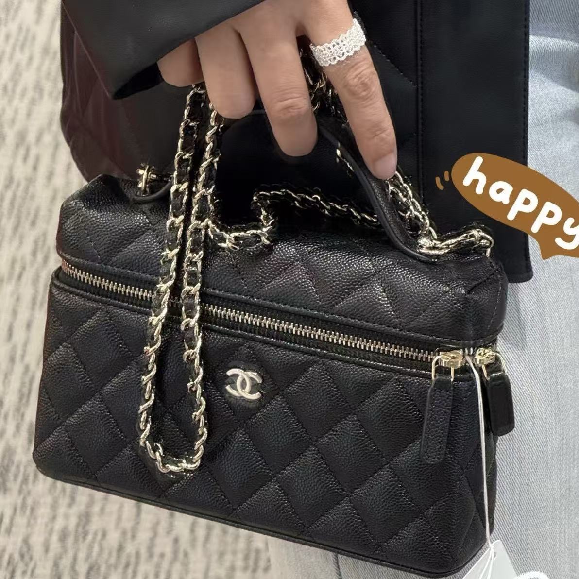 CHANE1 ライチ柄レザーチェーンバッグ【50％割引+送料無料】