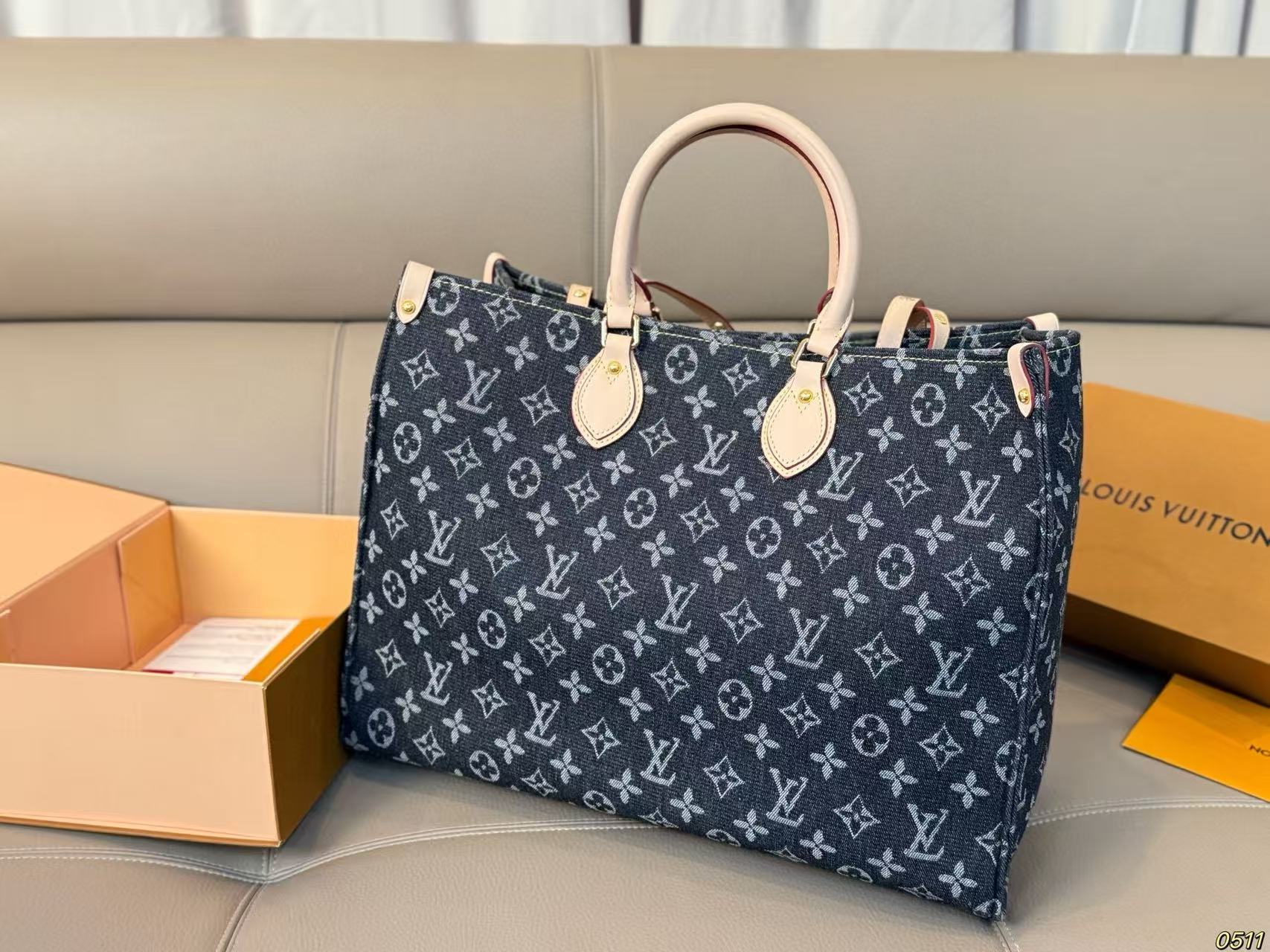 LVデニムプリントトートバッグ【50％割引+送料無料】