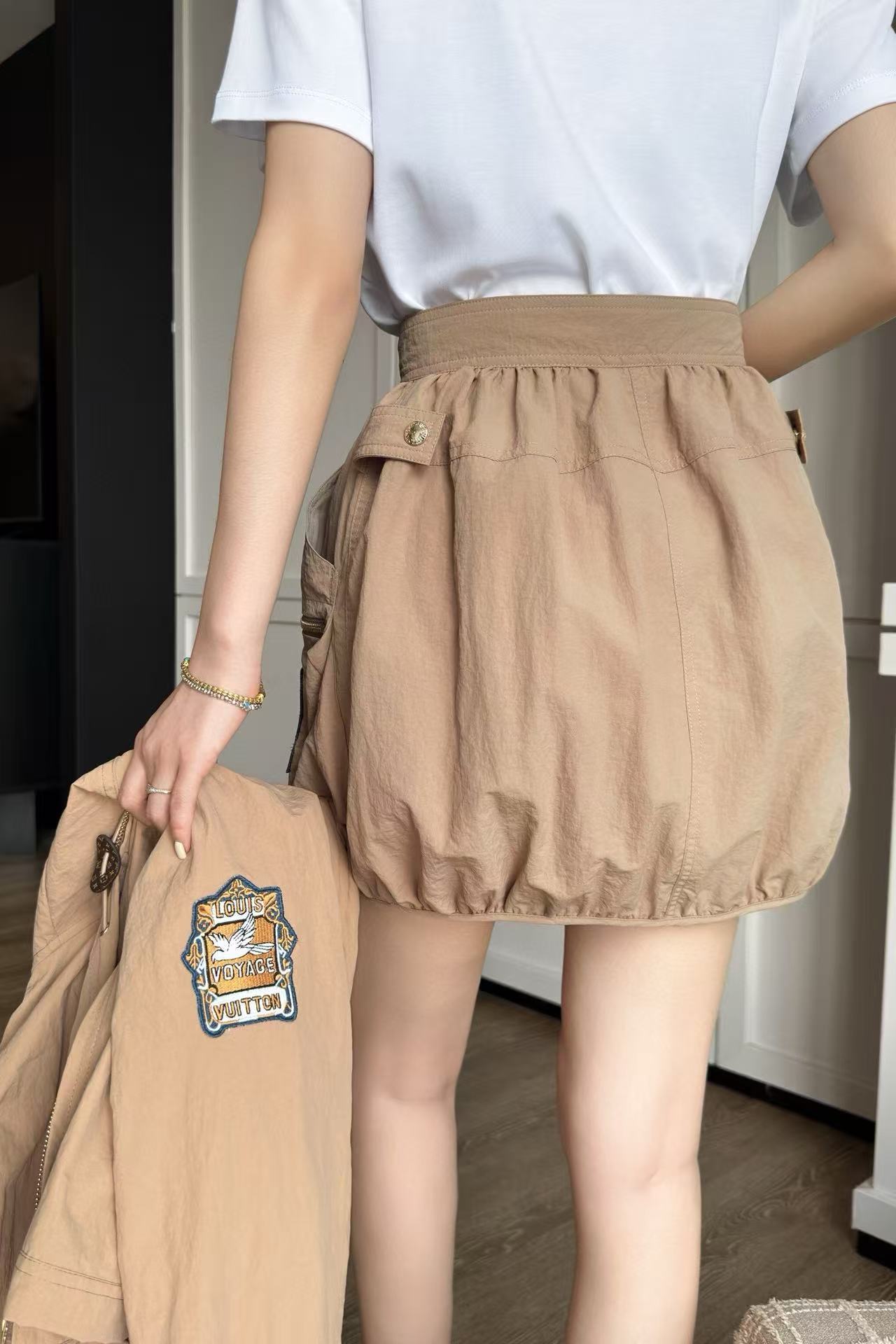 CHANE1 フード付きジャケット+スカート ツーピースセット【50％割引+送料無料】