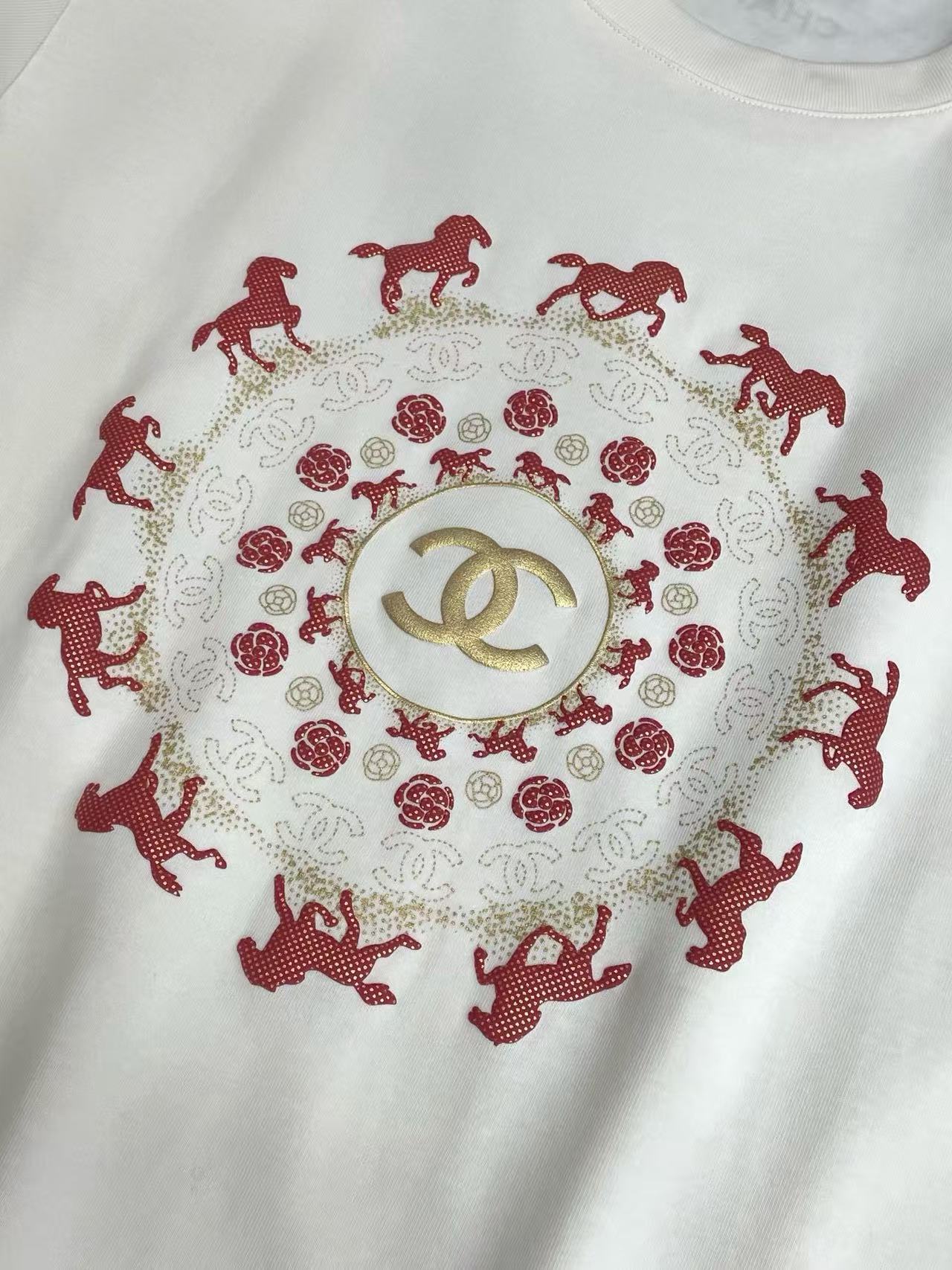 CHANE1 ダブルC ホースTシャツ【50％割引+送料無料】