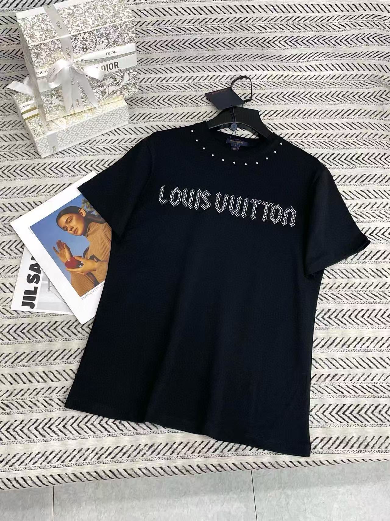 LVスタッズビーズレターTシャツ【50％割引+送料無料】