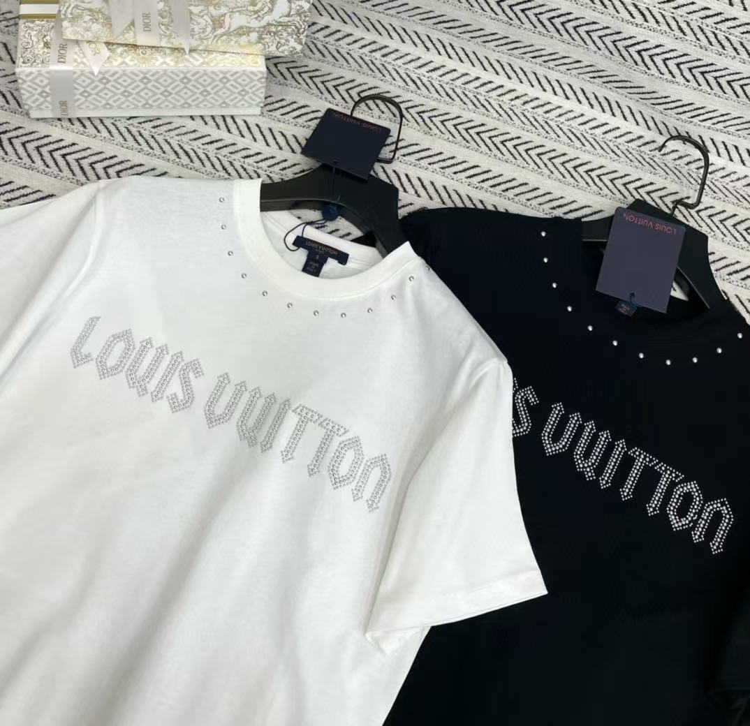 LVスタッズビーズレターTシャツ【50％割引+送料無料】
