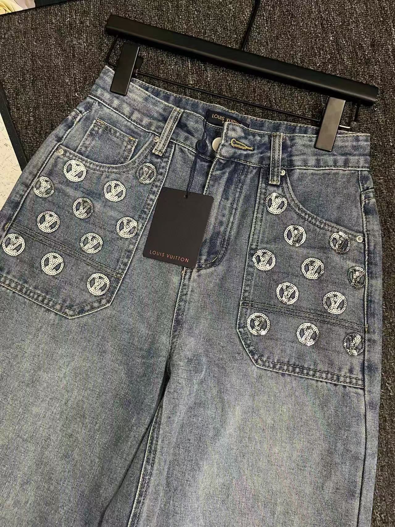 LV ツーポケット スパンコール ジーンズ【50％割引+送料無料】